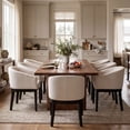 thumbnail image 5 of Guyou Modern Upholstered Dining Chairs Set of 4, Farmhouse Linen Kitchen & Dining Room Chairs with Armrests, 18" W Wooden Barrel Accent Chair Armchair for Dining Room Living Room Bedroom, Cream, 5 of 15