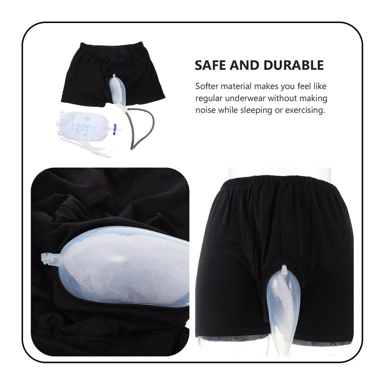 Male Urinals Underwear 1 Set Incontinence Underwear with Urine Collector  Bags Anti-leak Incontinence Men Underwear 