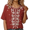 thumbnail image 2 of Pxiakgy Embroidered Boho Tops for Women Relaxed Fit Basic Tee Mexican Shirts Bohemian Tops 3/4 Length Sleeve Womens Tops Boho Shirts Lightweight Pullover Shirt Peasant Tops 3/4 Length Sleeve Shirts L, 2 of 5