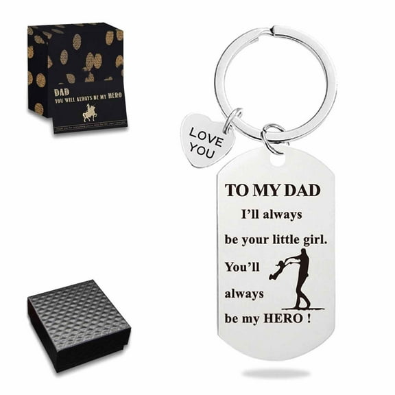 Father’s Day Gifts from Son Daughter Children Keychain Gifts with Elliptical Tag Keyring Birthday Christmas Gifts for Papa Daddy - TO MY DAD Silver