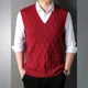 thumbnail image 5 of Chaleco con cuello en V, color sólido, informal, para hombre, liso, de alta calidad, sin mangas, estético, elegante, estilo coreano, chalecos de punto para hombre, 5 of 5