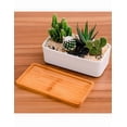 thumbnail image 2 of Ilios Xtellar Innova Maceta Rectangular Con Base De Madera Color Blanco, 2 of 5