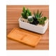 thumbnail image 2 of Ilios Xtellar Innova Maceta Rectangular Con Base De Madera Color Blanco, 2 of 5