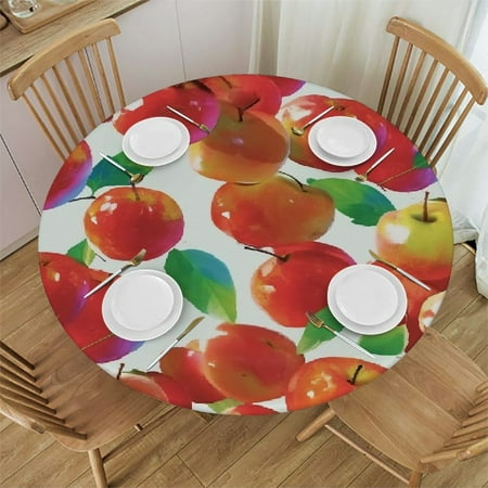 

FUMJ Apples Leaves Digital Art Round Table Cover with Elastic Edge 100% Polyester Fiber 46 -50