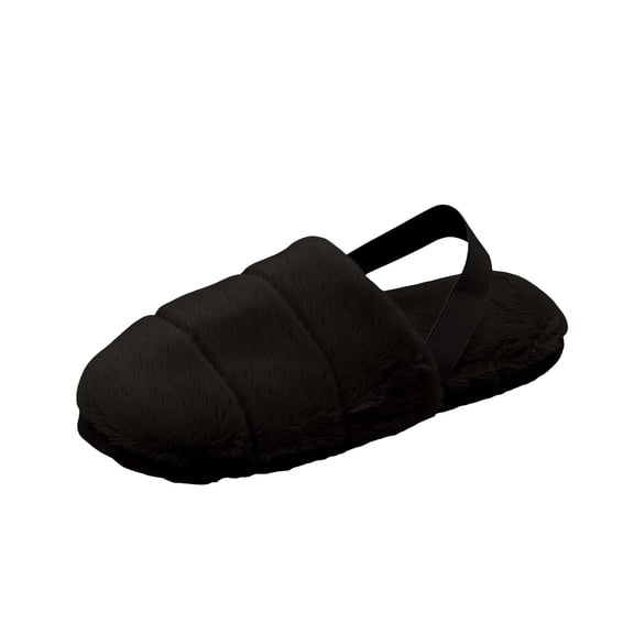 ZVNAΖH Women's Quilted Plush Closed Toe Slippers Winter Warm Fuzzy House Shoes with Slingback Strap Indoor Bedroom Slides