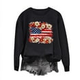 thumbnail image 2 of NuoCaiYun Independence Day T-Shirt for Women, New Winter Ladies Long Sleeve Round Neck Pullover Black White Blouses, 2 of 6