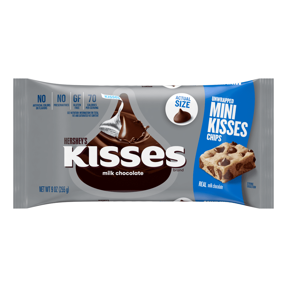 Hershey's, Kisses Milk Chocolate Unwrapped Mini Chips Candy, 9 Oz