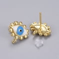 thumbnail image 2 of Brass Stud Earring Findings with Enamel and Plastic Ear Nuts Long-Lasting Plated Evil Eye Real 18K golden Plated 12.5x13mm Hole: 1.2mm Pin: 0.9mm, 2 of 2