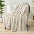 thumbnail image 3 of PAVILIA Sherpa Throw Blanket For Couch Sofa, Cream Beige Fluffy Warm Plush Blanket for Twin Bed, Cozy Super Soft Lightweight Throw, Fuzzy Decorative Blanket, All Season Home, 60x80, 3 of 9