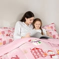 thumbnail image 4 of Feelyou Kawaii Santa Claus Bedding Comforter Set 7pcs for Child, Pink Christmas Stars Queen Bedding Sets, Happy New Year Reversible Queen Sheet Sets, Super Cozy Room Decor, 4 of 7