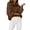 Coffee, variant on Women's Slouchy Waffle Knit Sweater 1/2 Button Polo Collared Pullover Striped Sweater Tops