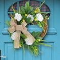 thumbnail image 2 of LSLJS Wreaths for Front Door,13.7" Floral Wreath with White Poenies and Bow,Green Leaves,Rattan Circle,Door Garland for All Seasons Outdoor, Farmhouse Wreaths for Wedding Party Wall Window Decor, 2 of 5