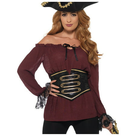 Adult's Womens Deluxe Red Pirate Lady Peasant Shirt