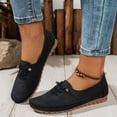 thumbnail image 5 of Rokment Womens Vintage Stitching Leather Slip on Penny Loafers Walking Flat Non Slip Rubber Low Heel Work Driving Oxfords Boat Shoes Black Size 8.5, 5 of 7