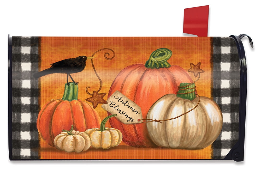 Rustic Pumpkins Fall Magnetic Mailbox Cover Primitive Crow Standard
