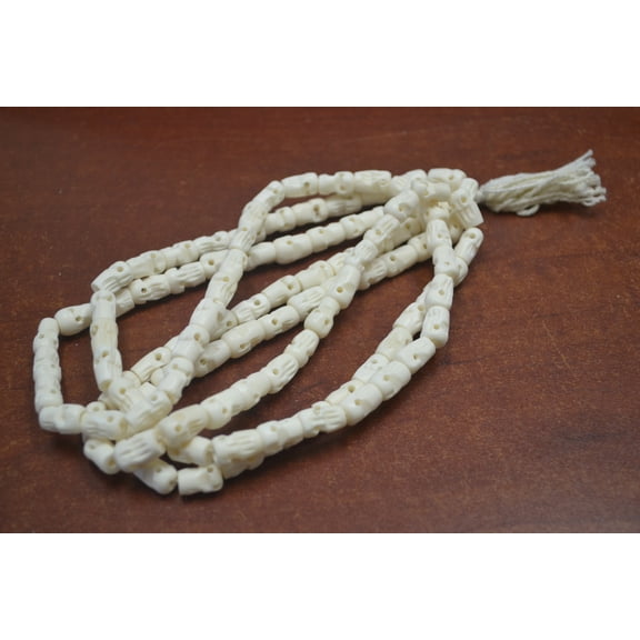 108 White Tibetan Buddhist Buffalo Skull Bone Bead Mala Prayer