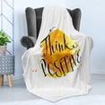 thumbnail image 4 of Wording Soft Flannel Fleece Throw Blanket, Color Splash with Dots and Positive Outlook on Life Words Watercolor Effect, Cozy Plush for Indoor and Outdoor Use, 60" x 80", Orange Black, by Ambesonne, 4 of 5