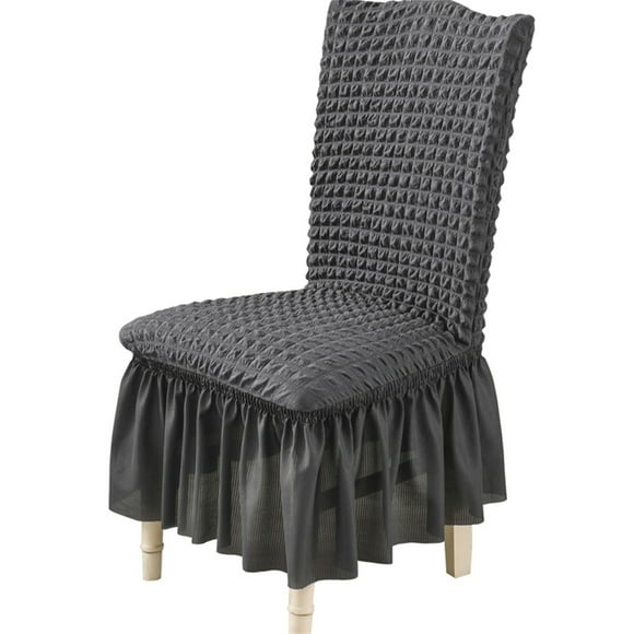 VogueV Half Chair Cover with Bubble Fabric - Elastic Dining Seat Protector DRAK GRAY