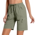 thumbnail image 4 of Running Shorts for Women Quick Dry Hiking Cargo Shorts Lightweight Stretch Active Golf Athletic Short Zipper Pockets Dark Green XL, 4 of 5