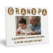 Darling Souvenir Made With Love Engraved Table Top Photo Frame Wooden Grandpa Quotes White Picture Frame Gift For Brothers Day, 4x6 Inches Horizontal Photo Size