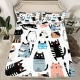 thumbnail image 2 of Manfei Cartoon Kitten Bed Sheets,Pet Lover King Sheets,Kawaii Bowknot Cat Sheet Set For Girl Kids,Super Cozy Room Decor,4 Pieces, 2 of 7