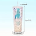 thumbnail image 6 of 24oz gradient color insulated mug with clear lid and straw - lightweight and portable, made of woven textured PS material, suitable for home, office and outdoor use. Travel mug | Stylish insulated mu, 6 of 12
