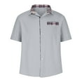 thumbnail image 3 of Puntoco Men's Fashion Casual Solid Color Short Sleeve Turndown Collar Blouse Shirt Gray 10(XL), 3 of 5