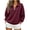 Wine, variant on LUVDA Women's Half Zip Cropped Stand Collar Sweatshirt Silver Zipper Banded Hem Fall Athletic Top
