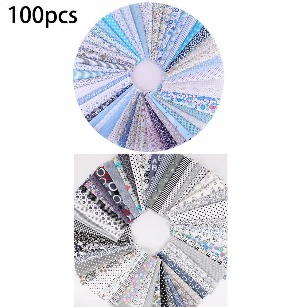 100Pcs Assorted Mixed Color Fat Quarter Bundle Quilting Cotton Fabric Sewing DIY,Thin Fabric,10*10cm