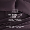 thumbnail image 4 of Noble Linens 4 Piece Purple Chevron Embossed Bed Sheet Set, CalKing, 4 of 11