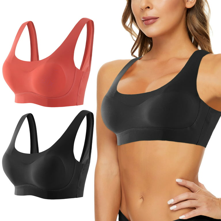 JDEFEG Cotton Sports Bras for Women 2 Pieces Women's Bra Compression High  Support Bra for Women's Every Day Wear Exercise and Offers Back Support