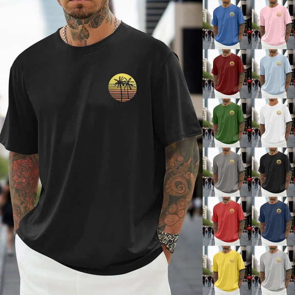 Graphic T Shirts for Men Fashion Loose Fit Crew Going Out Pullover Tees Casual Shirt Summer Classic Basic Lightweight Fashion Tees
