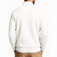 thumbnail image 5 of Men's Quarter Zip Pullover Sweatshirt Zip Long Sleeve Casual Warm Soft Fall Winter Outdoor Top with Stand Collar White L, 5 of 5