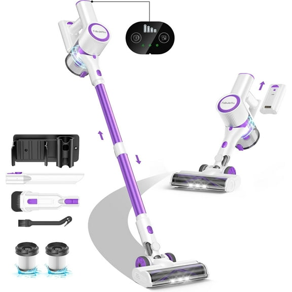 Cordless Vacuum Cleaner for Home, 500W Lightweight Vacuum Cleaner with MAX 50 Min Detachable Battery, Brushless Motor, 6 in 1 Stick Vacuum for Hardwood Floors and Carpet Pet Hair CarPurple