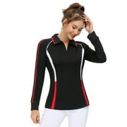 Jack Smith Women Golf Polo Shirts Lightweight Moisture Wicking Sport Long Sleeve Athletic Tops Zipper closure