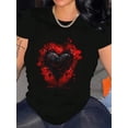 thumbnail image 1 of Playful Print, Valentine's Day Heart Print Plus Size T-Shirt for Women - Stylish Crew Neck, Casual Short Sleeve, Soft Cotton Blend, Machine Washable Tee For Adult, Men, Women, Teen, Teenager, Adolesc, 1 of 5