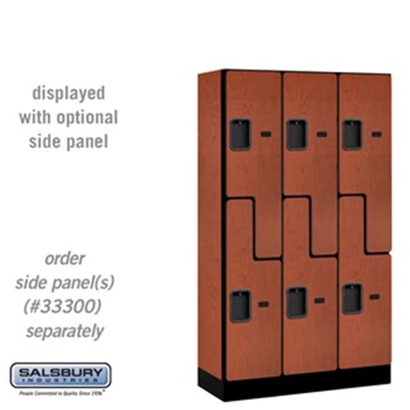 Salsbury  12 in. x 5 ft. x 15 in. 3 Wide Double Tier S Style Designer Wood Locker - Cherry
