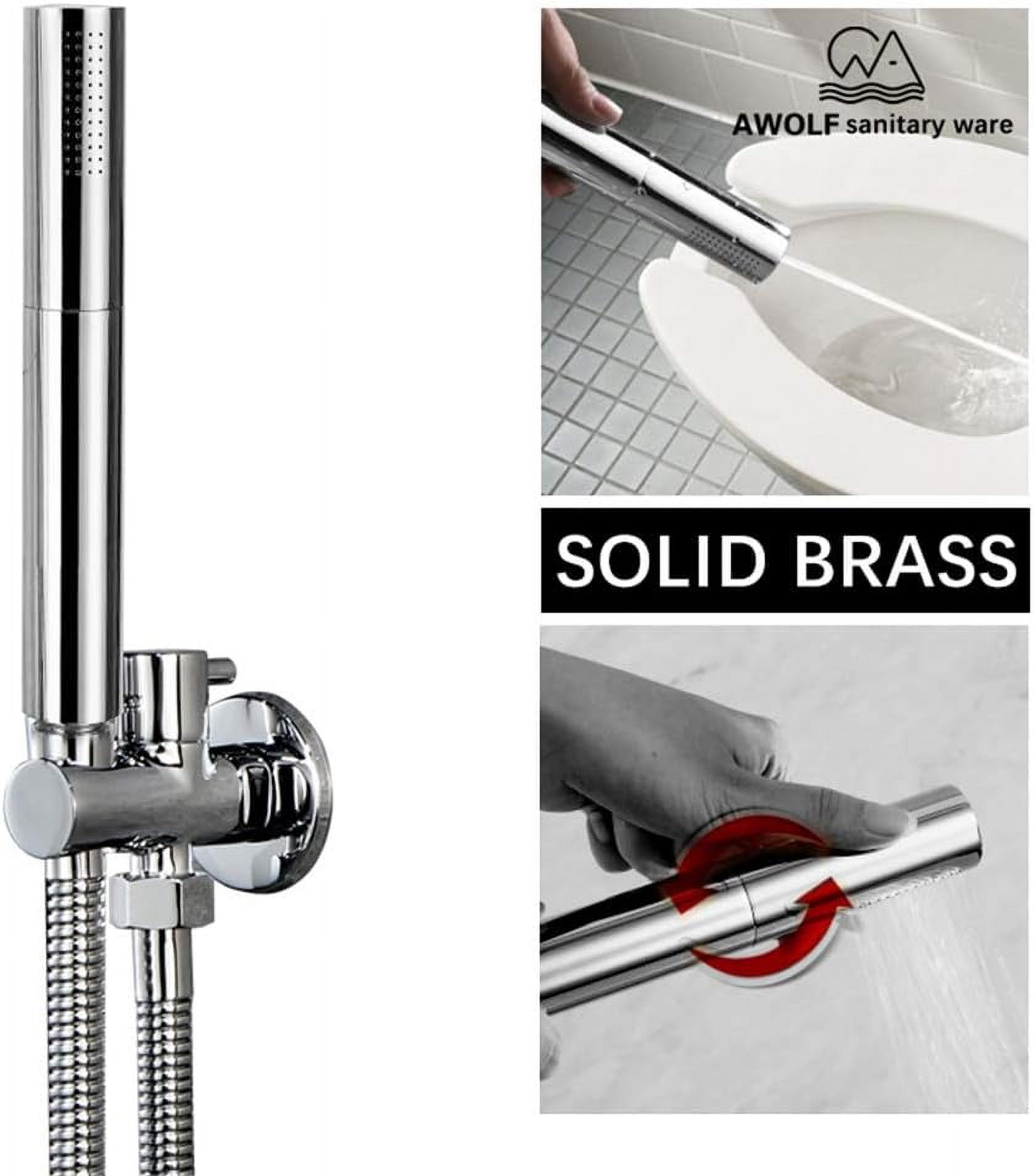Solid Brass Hand Held Toilet Bidet Sprayer Two Function Douche Kit Shattaf Shower Head Bathroom Angle Valve Chrome,A Set