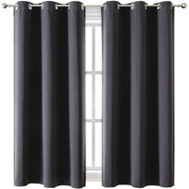 Grommet Blackout Curtains for Bedroom and Living Room - 2 Panels Set Thermal Insulated Room Darkening Curtains (Dark Grey, 42 x 63 Inch)