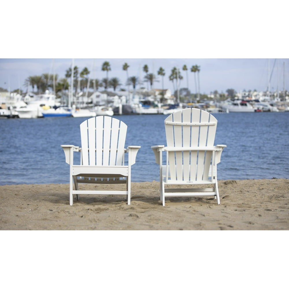 LuXeo Hampton Curved Back Plastic Adirondack Chair White (Set of 2