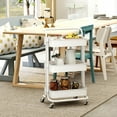 thumbnail image 3 of Three-Tier Rolling Multi-Purpose Cart, Storage Cart with Handle, Multi-Function Organizing Cart with Braked Casters, Suitable for Bathroom, Laundry, Kitchen, Office - Black, 3 of 8
