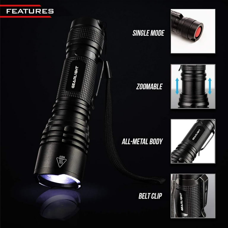 PeakPlus LED Tactical Flashlights High Lumens, Zoomable, 5 Modes