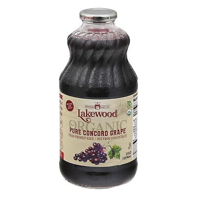 LAKEWOOD Organic Concord Grape Juice 32 fl oz (Pack of 6)