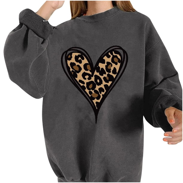 Suéter de manga larga con cuello redondo y estampado de moda informal para mujer Pompotops gfhjh4709