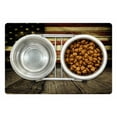 thumbnail image 1 of United States Pet Mat for Food and Water, Vintage American Flag on Wooden Planks Wall Background Grunge Print, Non-Slip Rubber Mat for Dogs and Cats, 18" X 12", by Ambesonne, 1 of 2
