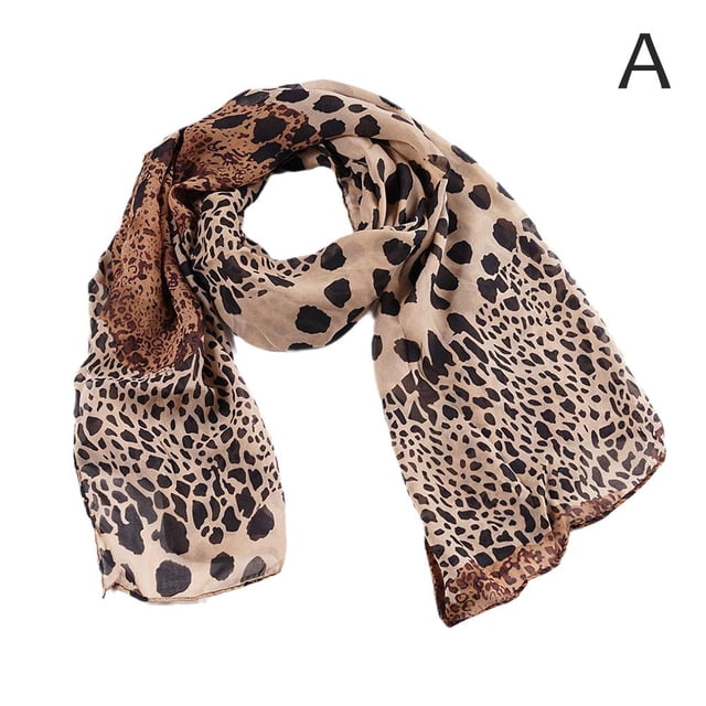 Châle en Chiffon Doux à Col Imprimé Léopard pour Femmes 150*48 P0C0
