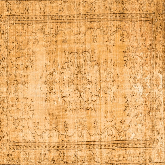 Ahgly Company Indoor Square Abstract Orange Contemporary Area Rugs, 4' Square