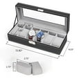 thumbnail image 2 of 6 Slot Leather Watch Box Display Case Organizer Glass Jewelry Storage Black, 2 of 8