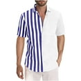 thumbnail image 2 of Njoeus White T Shirts for Men Mens Tops Men's Shirt Striped Dress T-Shirt Men Big & Tall Short Sleeve Button Up Shirts Hawaiian Beach Regular Fitted Blouses Casual Shirt Top M-5Xl Graphic Tees, 2 of 5