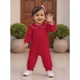 thumbnail image 2 of BemeyourBBs Baby Girls Jumpsuit Romper Newborn Coming Home Outfit Long Sleeve Doll Collar Frills Romper Fall Winter Spring Baby Essentials Clthes, 2 of 9